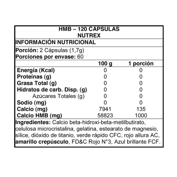 Nutrex HMB 1000 (120 CAP) - Imagen 2