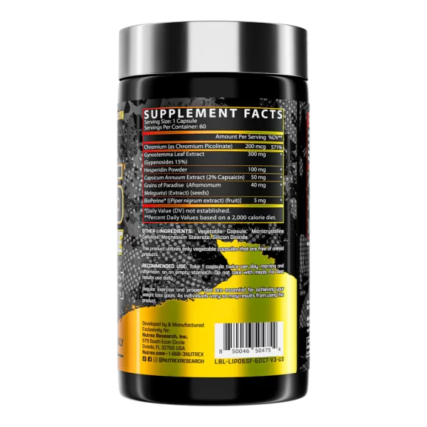 Lipo6-StimFree-60 capsulas tabla nutri