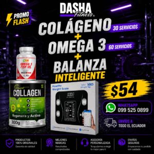 Colágeno smart 300g+omega 3 60 ser+balanza intelingente