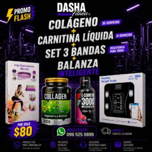 SET DE 3 BANDAS+COLAGENO 30 SER+L CARNITINA 3000+BALANZA INTELIGENTE